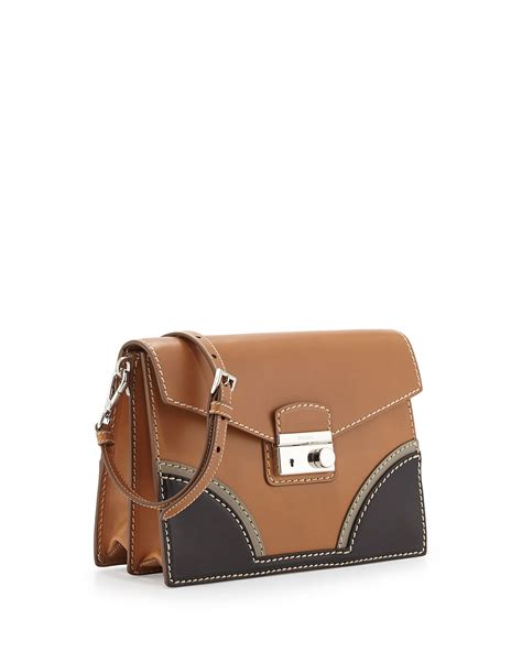 prada vachetta bicolor shoulder bag|Prada Vachetta Bicolor Shoulder Bag, Natural/Black .